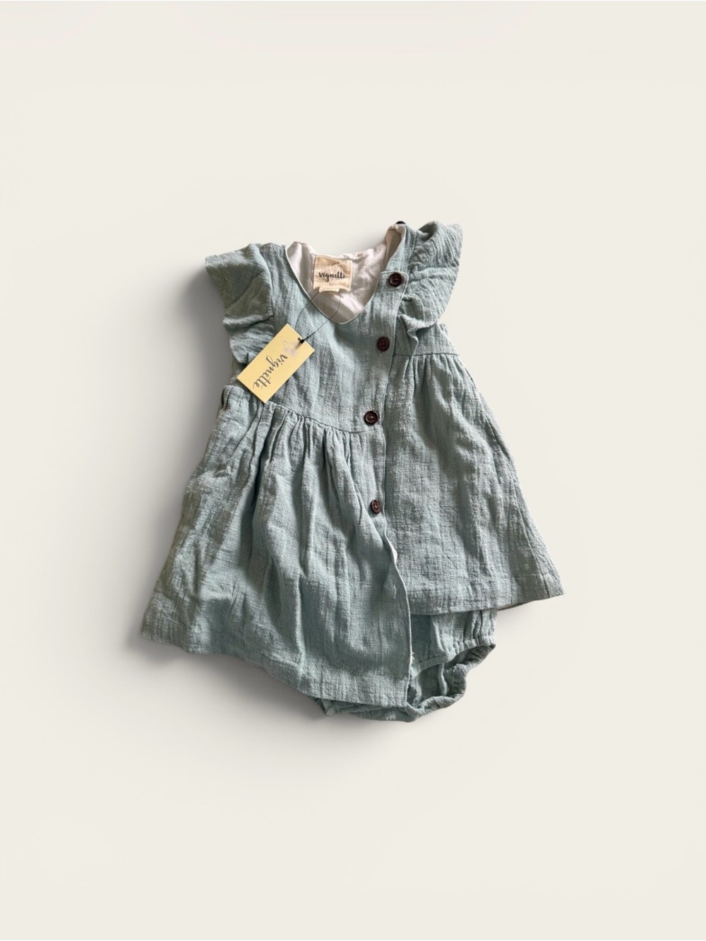 Vignette Cotton Girl’s 18-24M Button Blue Dress with Matching Diaper Cover